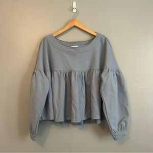 Blue Peplum Sweatshirt